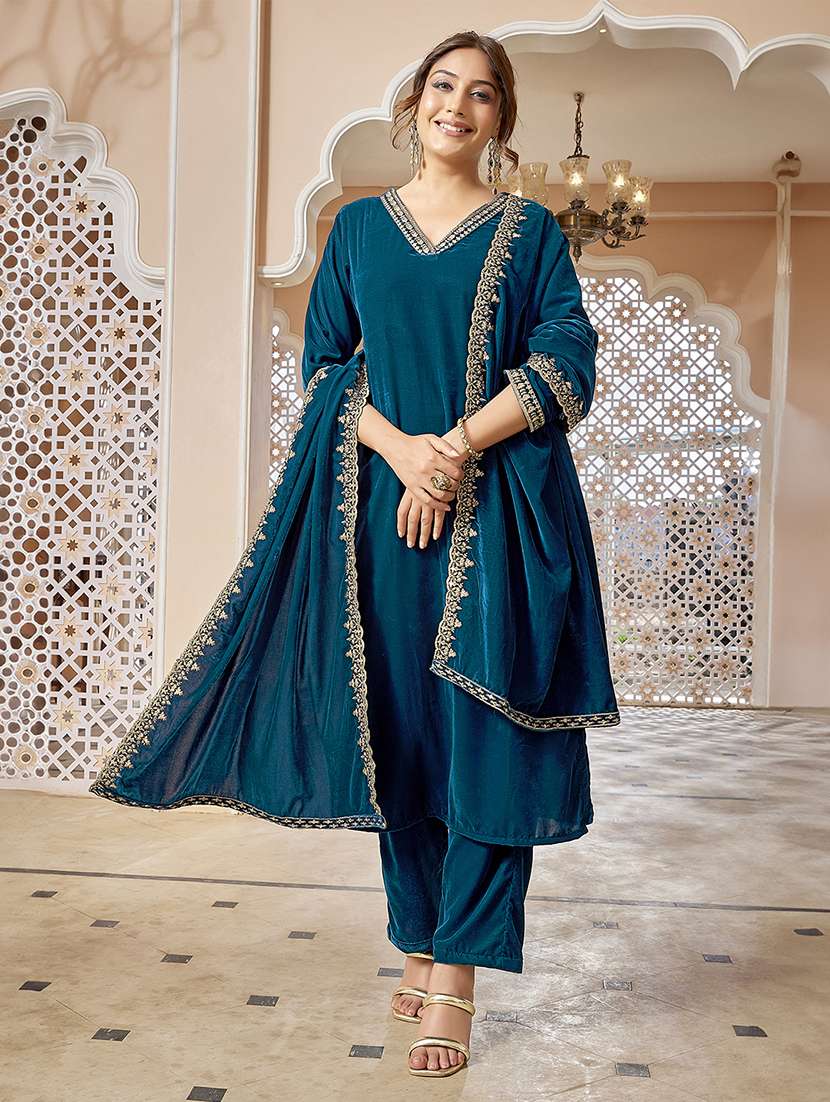 women embroidered kurta pant set with duaptta - 21648954 -  Standard Image - 1