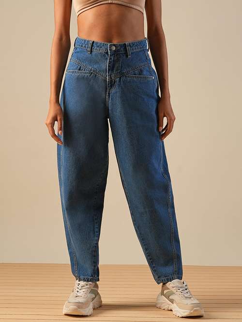 globus women med wash light fade & shade clean look mid-rise barrel fit jeans - 21649145 - Standard Image - 0