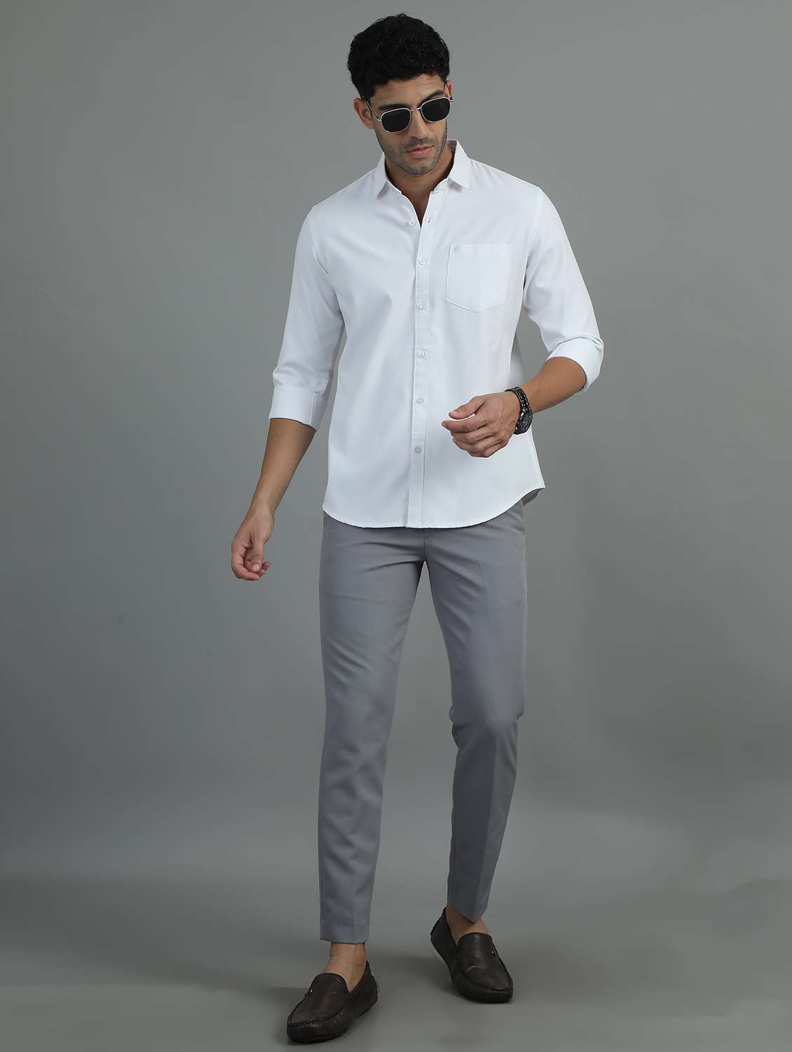 men long sleeves solid casual shirt - 21649377 -  Standard Image - 4
