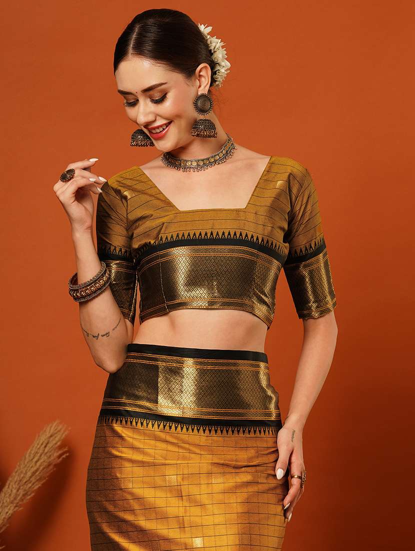 women checkered dharmavaram saree - 21649472 -  Standard Image - 4