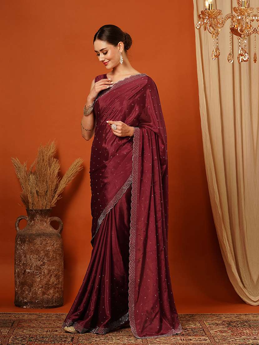 women emblellished bordered saree - 21649499 -  Standard Image - 1