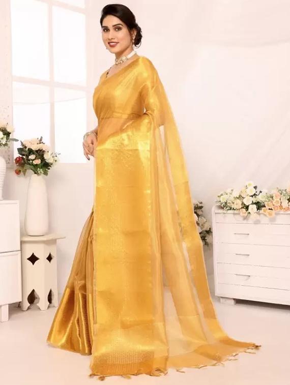 women solid bordered saree - 21649501 - Standard Image - 1