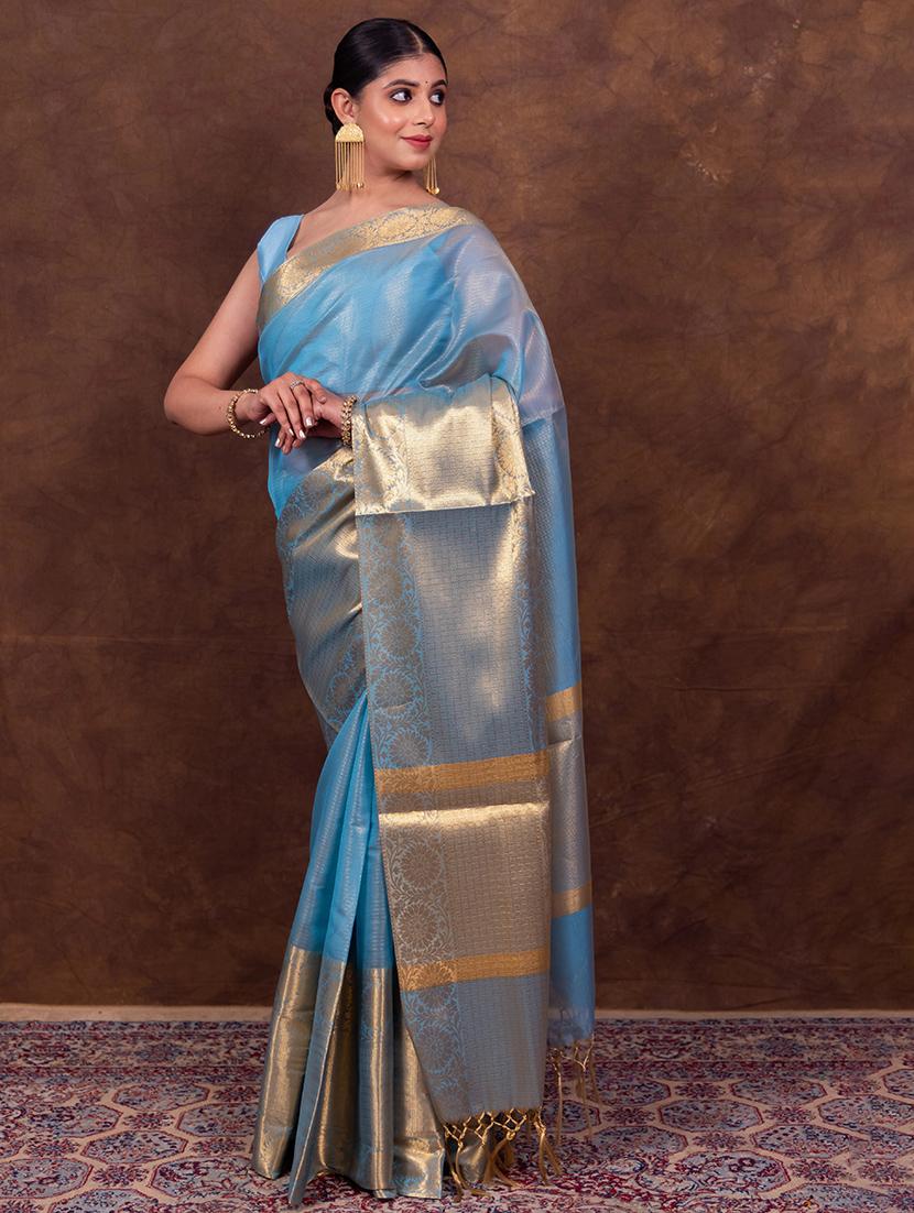women solid bordered saree - 21649502 - Standard Image - 1