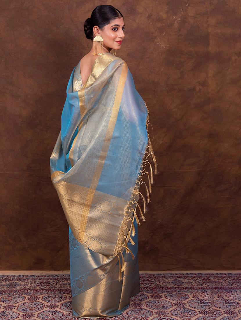 women solid bordered saree - 21649502 - Standard Image - 4