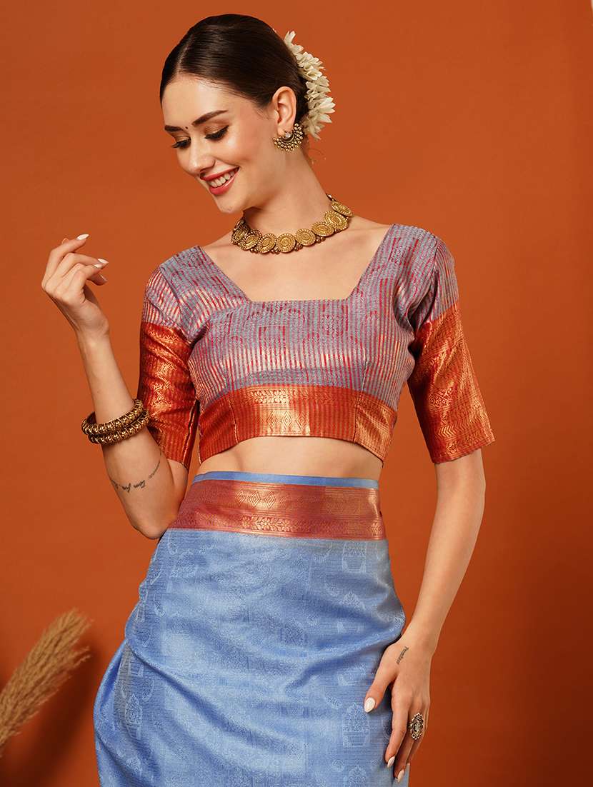 women solid bordered saree - 21649503 -  Standard Image - 4