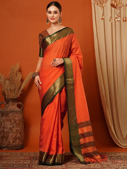 women solid bordered saree - 21649515 - Standard Image - 0