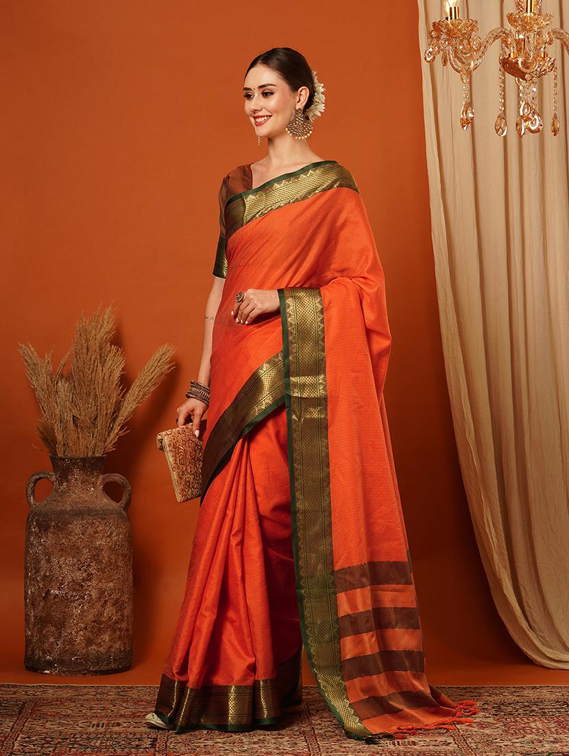 women solid bordered saree - 21649515 - Standard Image - 1