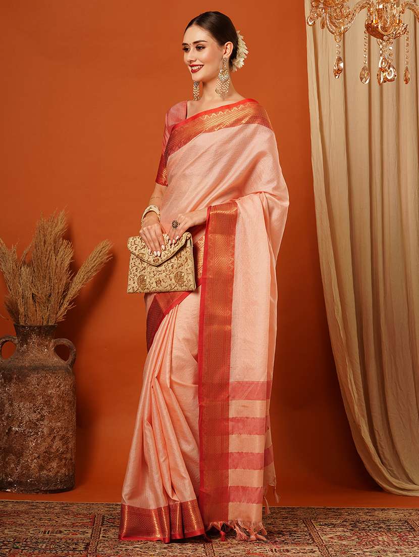women solid bordered saree - 21649519 - Standard Image - 1