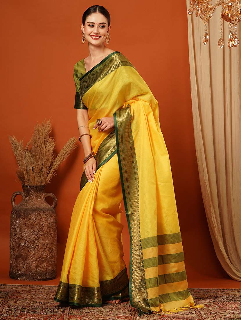 women solid bordered saree - 21649520 -  Standard Image - 1