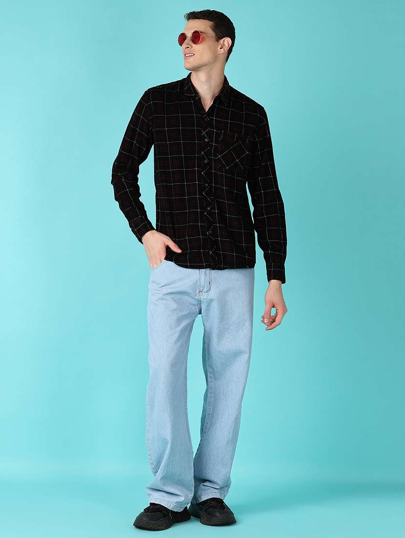 men black check long sleeve casual shirt - 21649710 -  Standard Image - 4