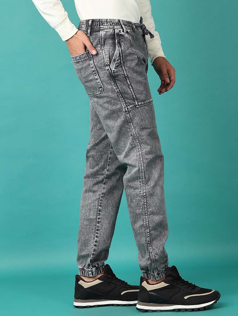 men mid rise solid joggers - 21649712 -  Standard Image - 1