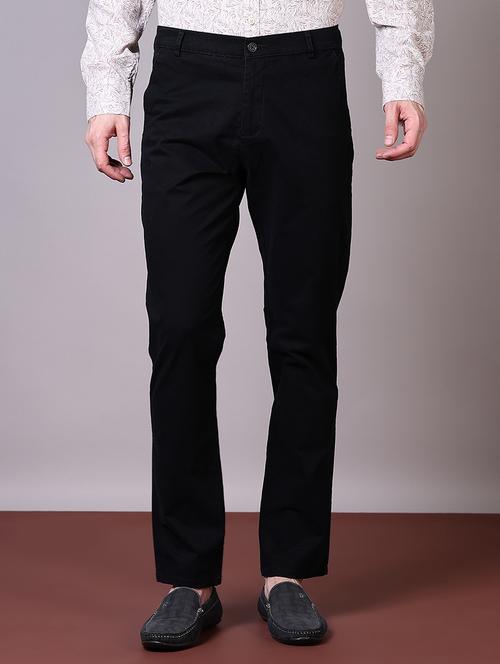 men black solid chinos casual trouser - 21649743 -  Standard Image - 0