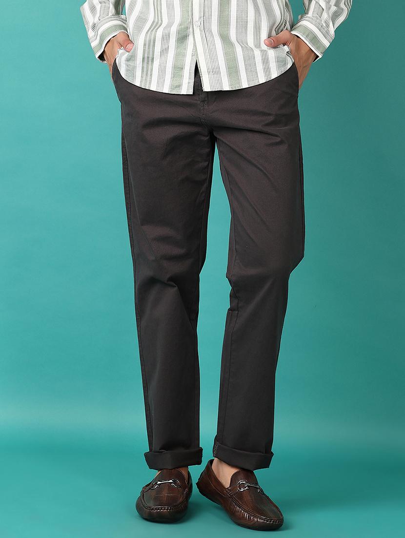 men grey solid chinos casual trouser - 21649744 - Standard Image - 1