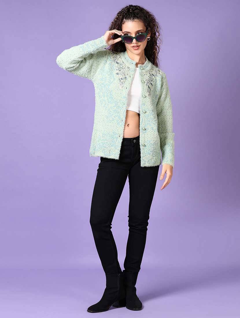 women self designed long sleeve cardigan - 21649778 -  Standard Image - 4