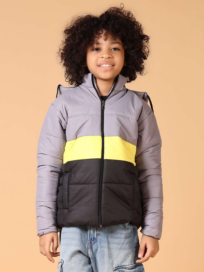 boys color block long sleeve quited jacket 