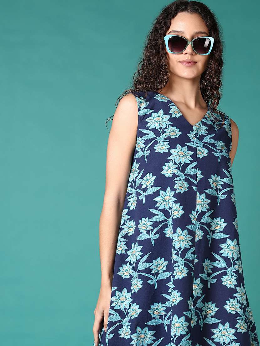 women printed sleeveless a-line dress - 21649788 -  Standard Image - 4