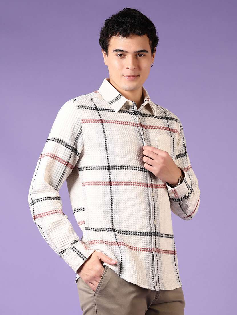 men checkered long sleeve casual shirt - 21649803 -  Standard Image - 1