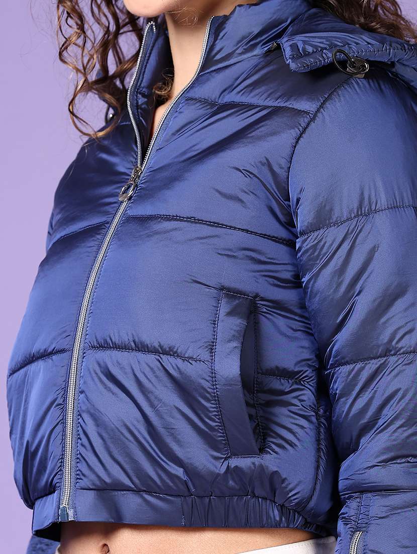 women solid long sleeve puffer jacket - 21649818 -  Standard Image - 4