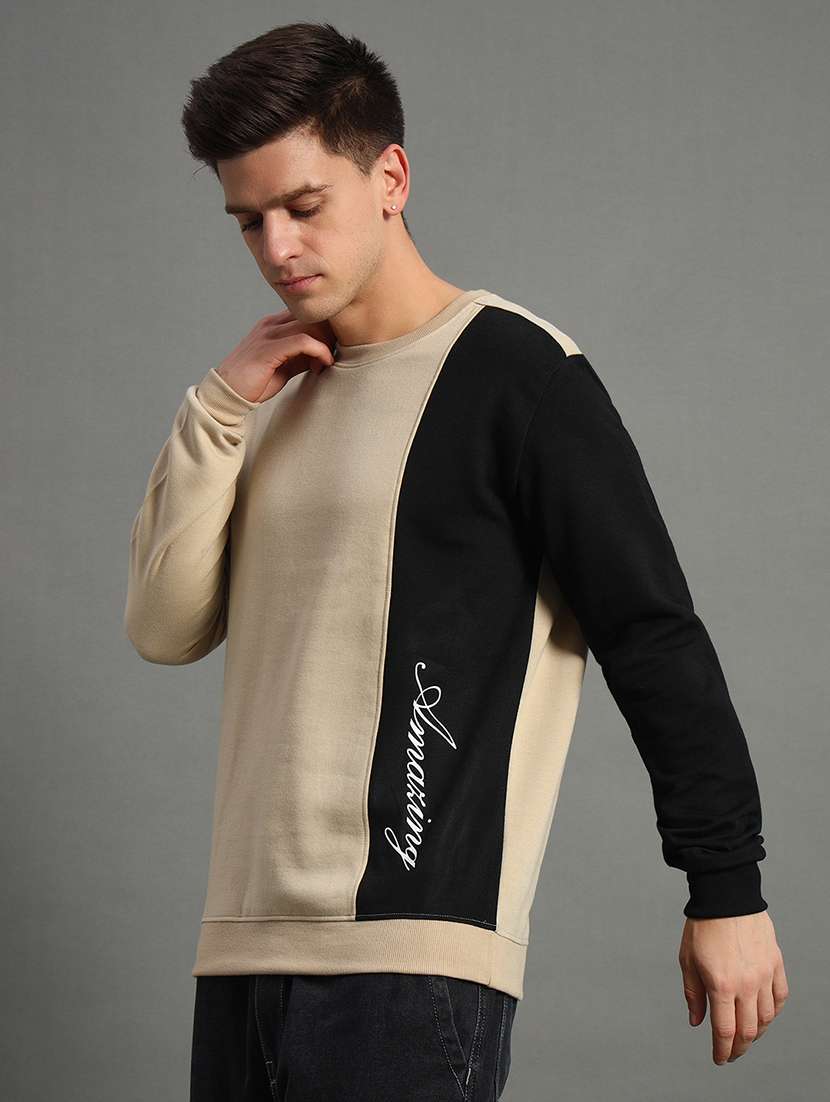 men long sleeves color block sweatshirt