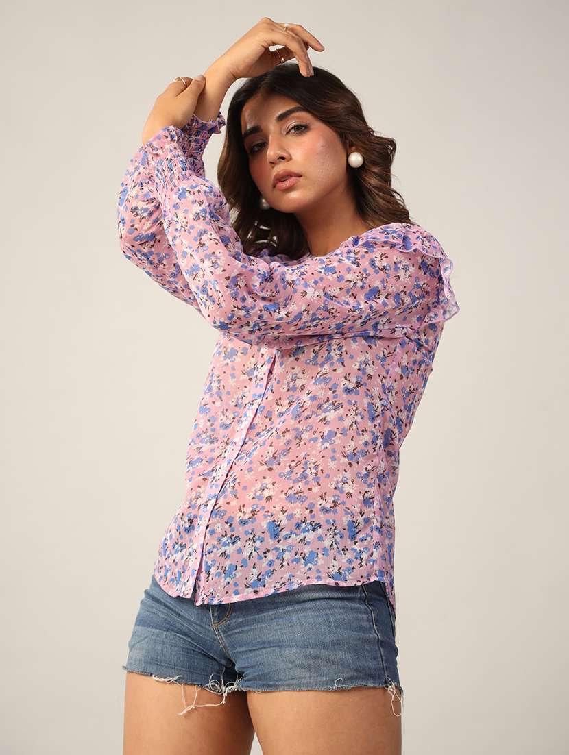 women floral print long sleeves shirt - 21650222 -  Standard Image - 1