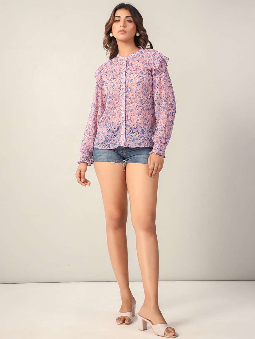 women floral print long sleeves shirt - 21650222 -  Standard Image - 4
