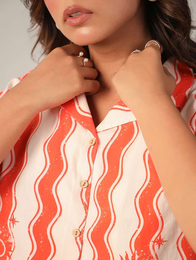 women printed collared short sleeves shirt - 21650225 -  Standard Image - 4