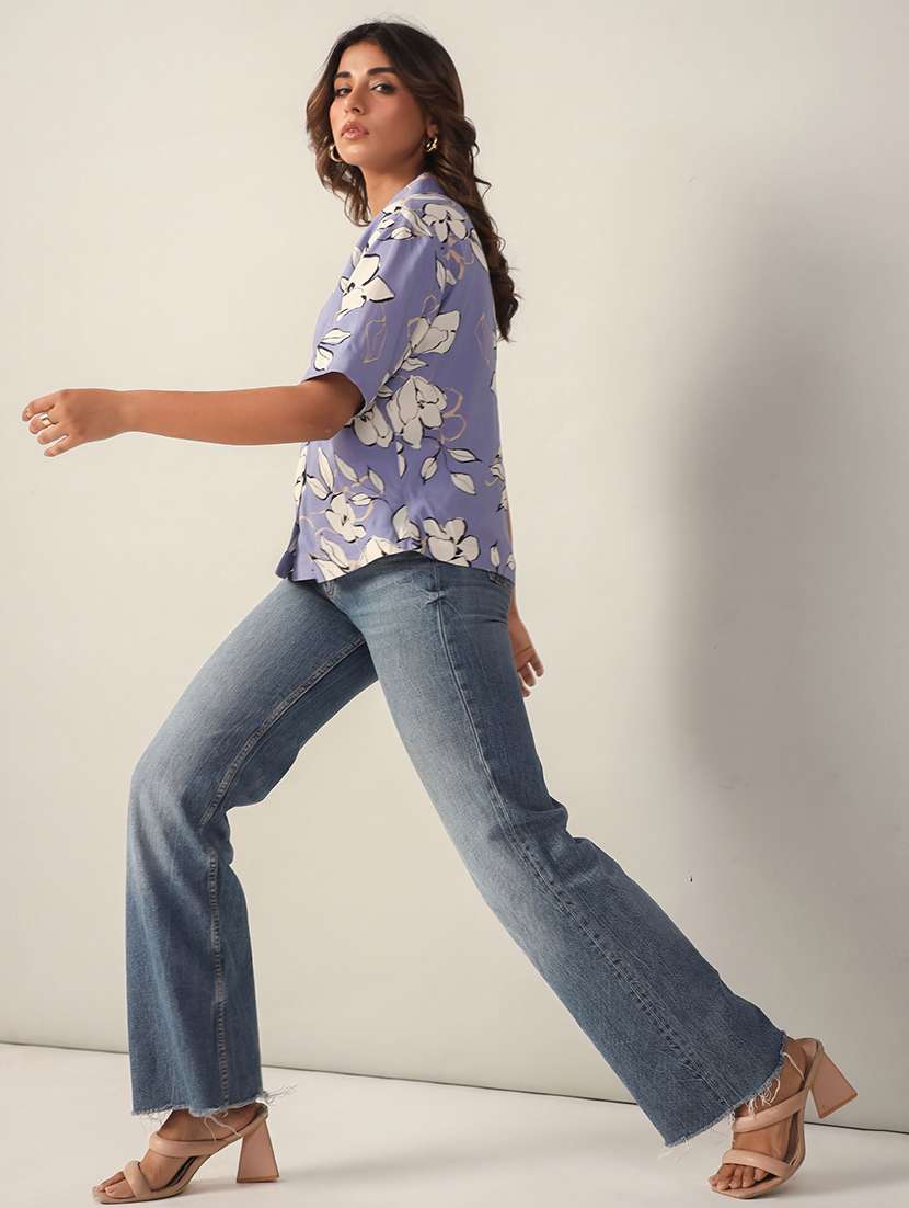 women floral print collared boxy shirt - 21650227 -  Standard Image - 4