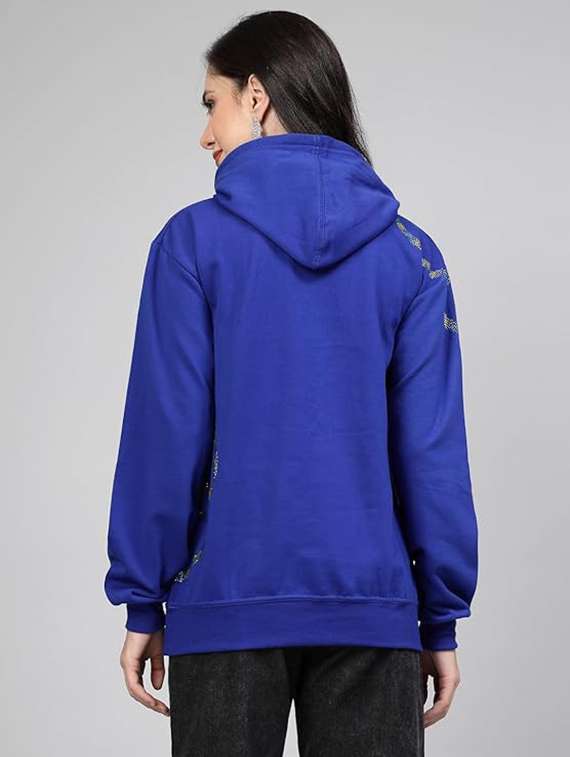 women long sleeve hooded sweatshirt crystal work - 21650248 -  Standard Image - 1
