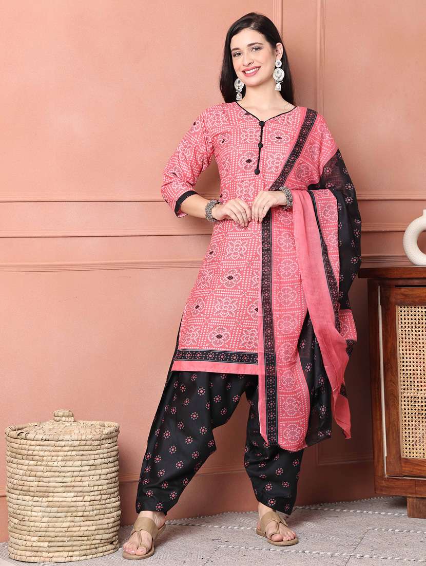 women bandhani kurta salwar set with dupatta