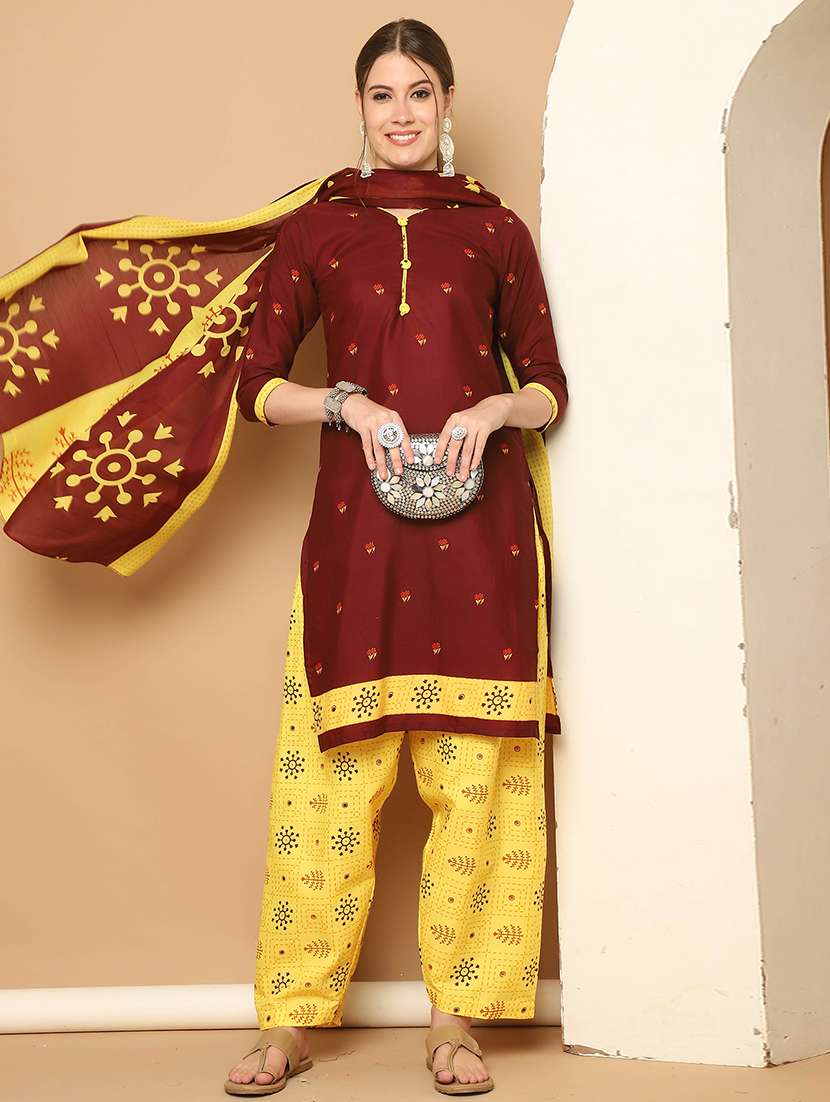 women floral kurta salwar set with dupatta - 21650298 -  Standard Image - 1