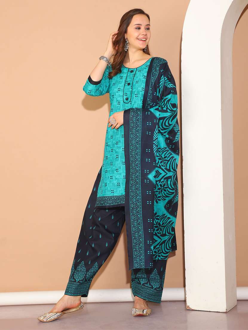 women geometric printed kurta salwar set with dupatta - 21650314 -  Standard Image - 1