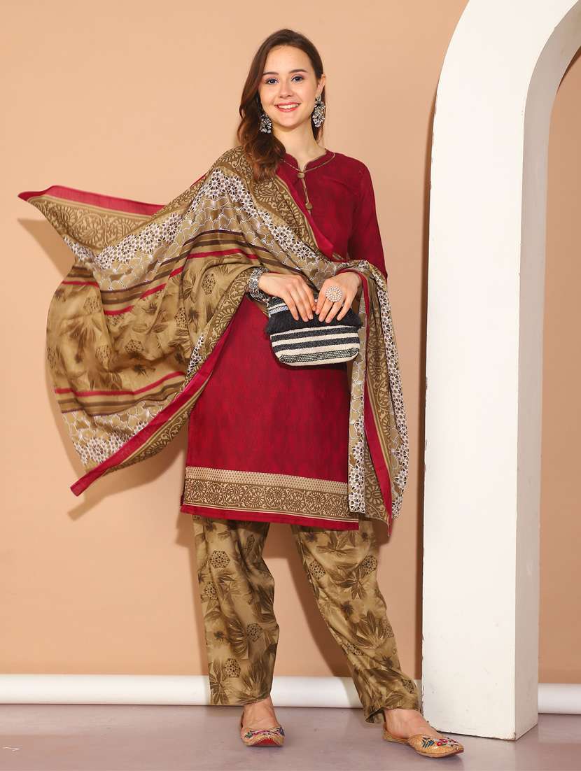 women three quarter sleeve kurta salwar with dupatta set - 21650315 -  Standard Image - 1