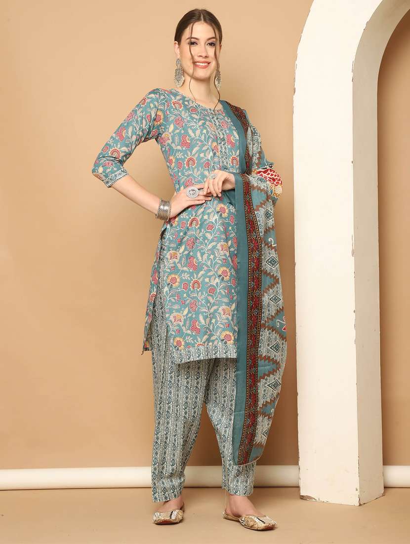 women floral kurta salwar set with dupatta - 21650326 -  Standard Image - 1
