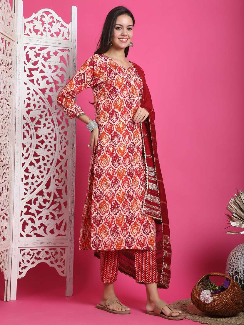 women printed kurta pant set with dupatta - 21650341 -  Standard Image - 1