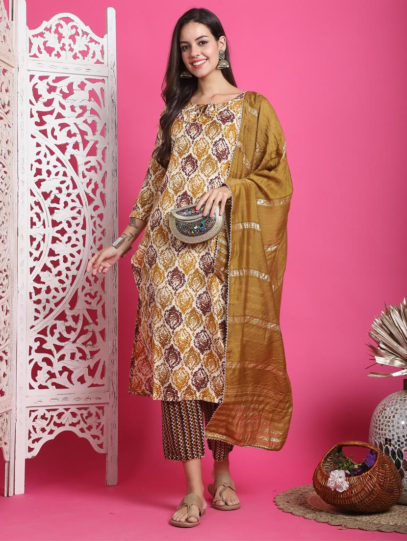 women printed kurta pant set with dupatta - 21650342 - Standard Image - 1