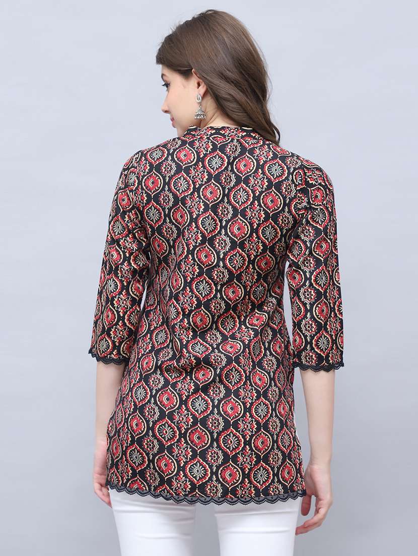 women printed three quarter sleeve tunic - 21650377 -  Standard Image - 1
