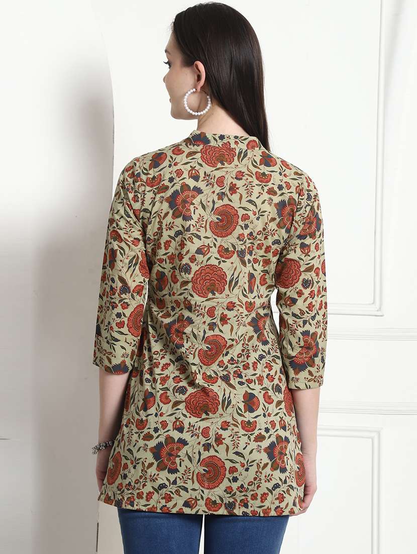 women printed three quarter sleeve tunic - 21650407 -  Standard Image - 1