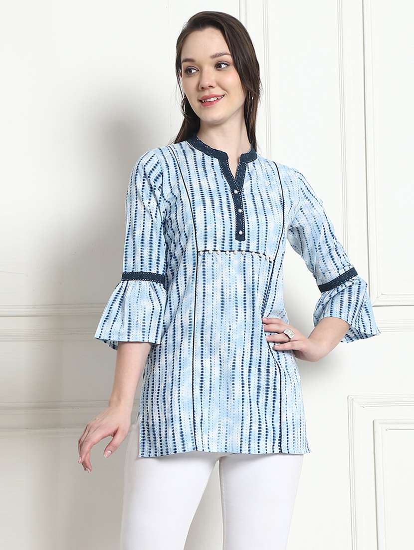 women printed bell sleeve tunic - 21650410 -  Standard Image - 1