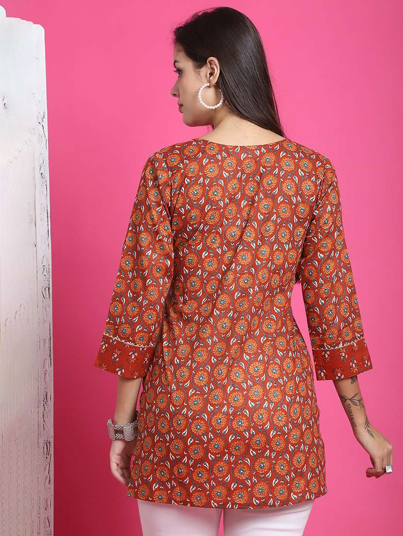 women printed three quarter sleeve tunic - 21650416 -  Standard Image - 1