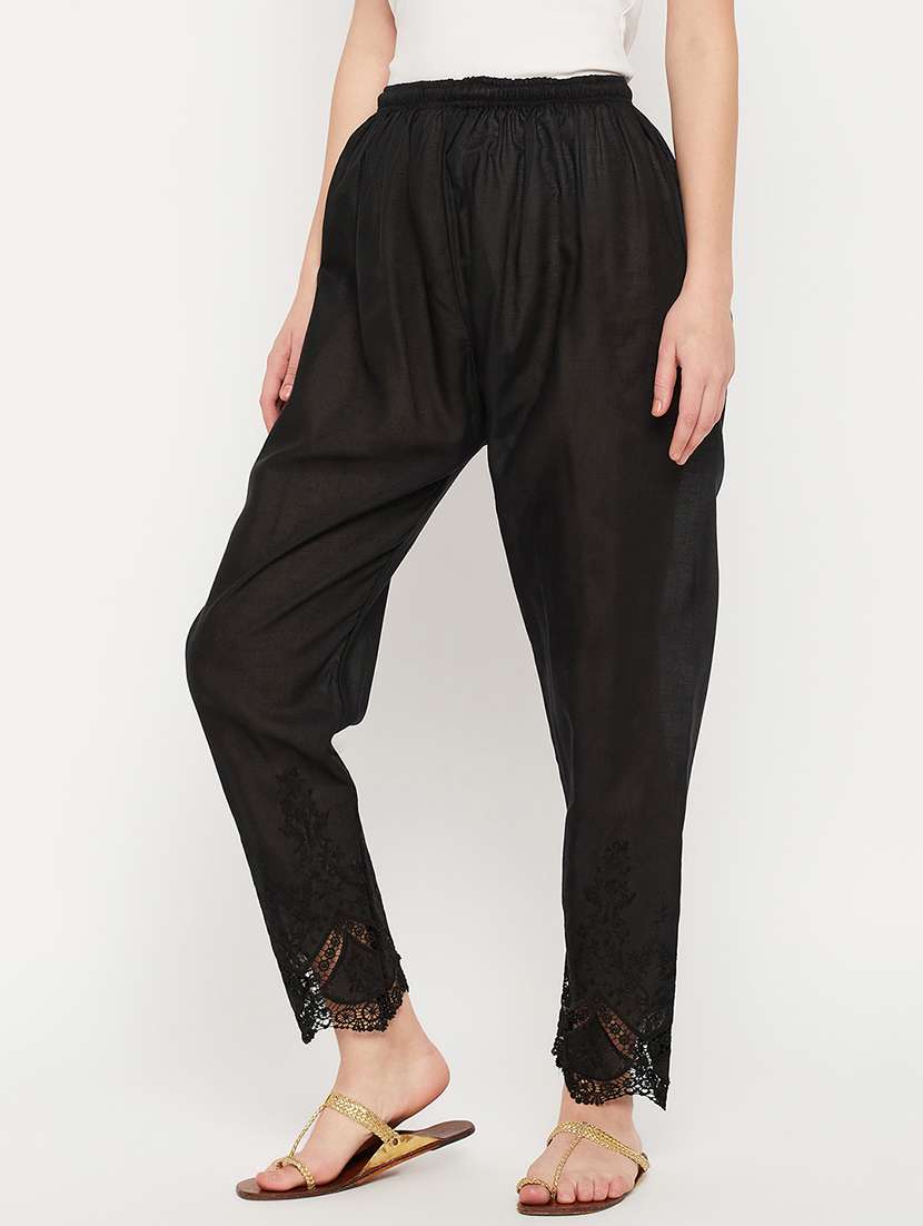 women mid rise solid tapered pant - 21650490 -  Standard Image - 1