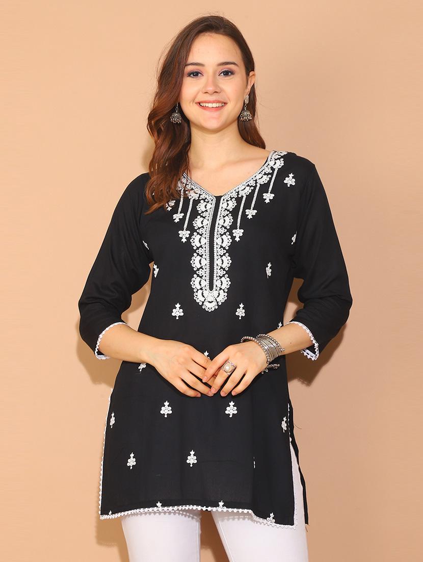 black rayon regular tunic - 21650505 -  Zoom Image - 0