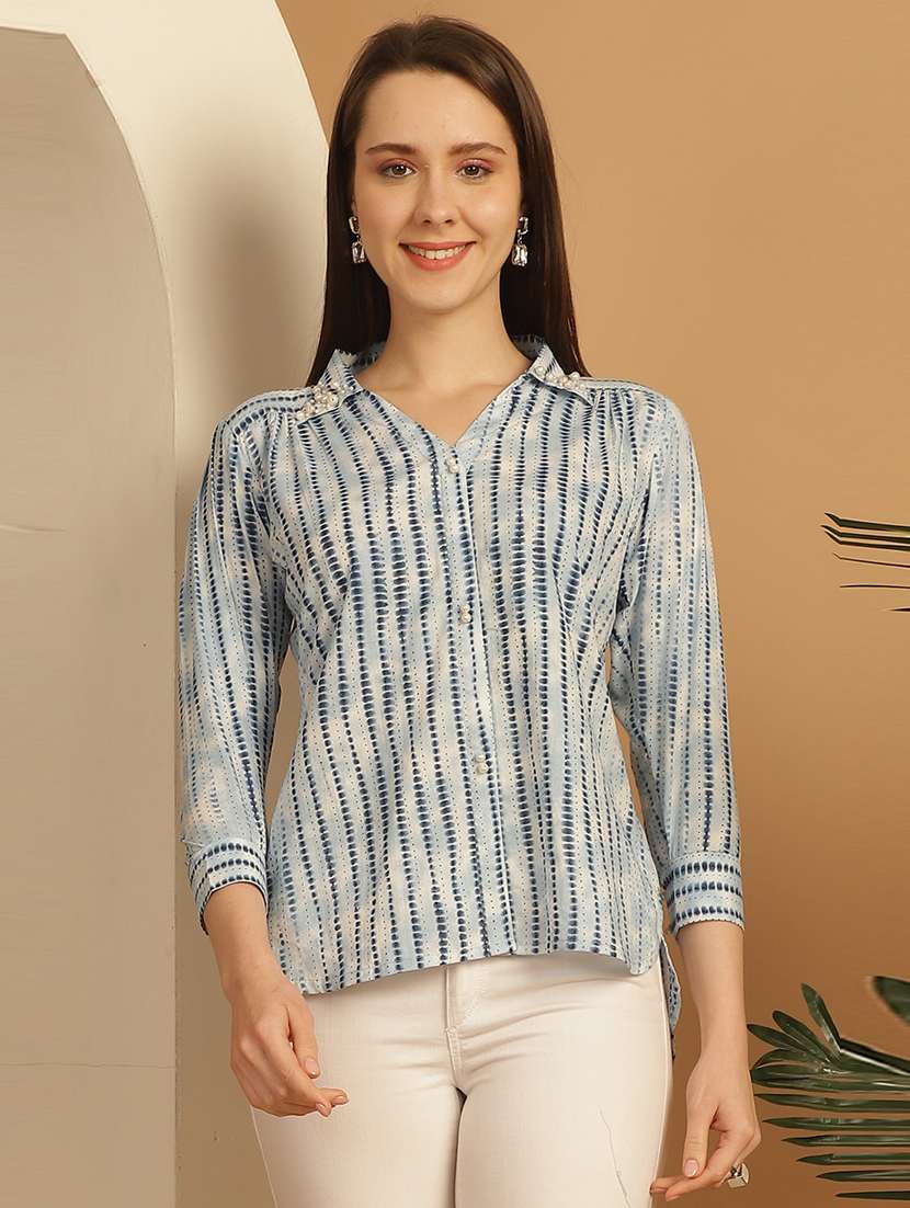 women printed three quarter sleeve tunic