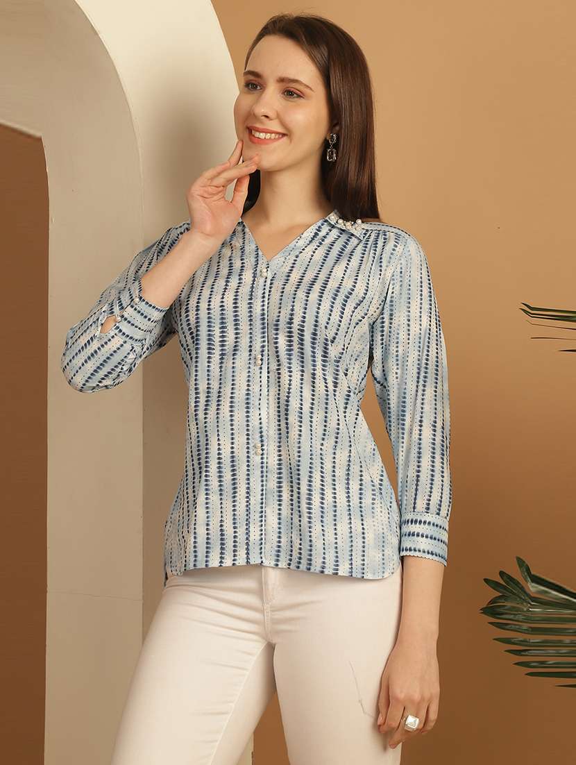 women printed three quarter sleeve tunic - 21650520 -  Standard Image - 1