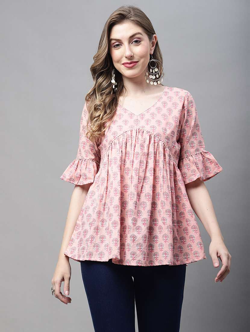 peach cotton regular tunic