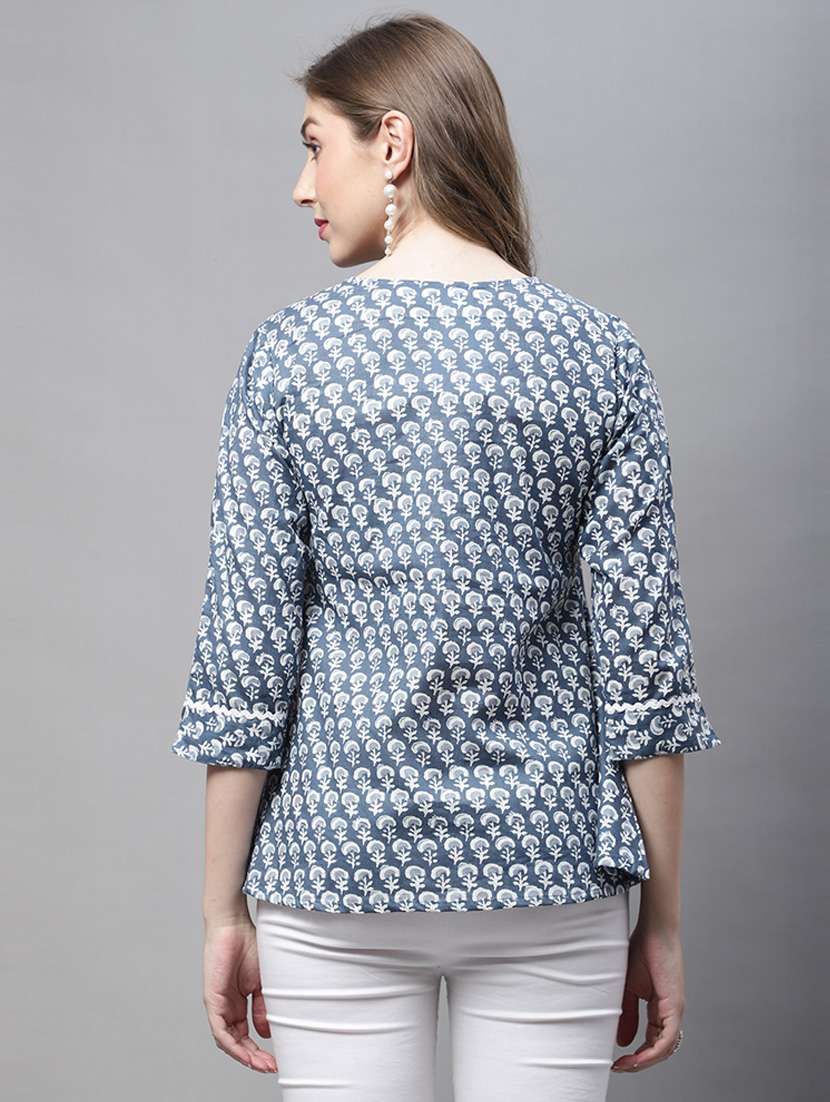 women printed three quarter sleeve tunic - 21650557 -  Standard Image - 1