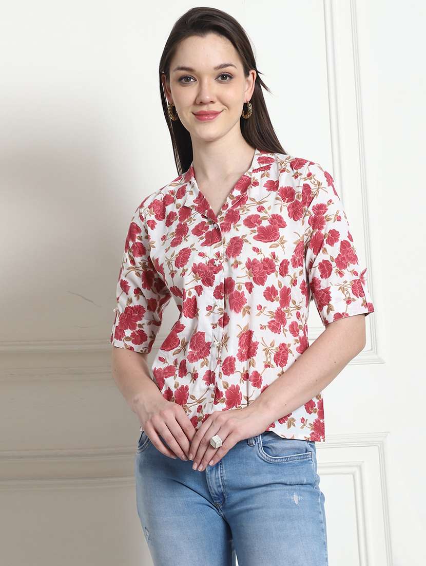 women floral printed short sleeve top - 21650564 -  Zoom Image - 0