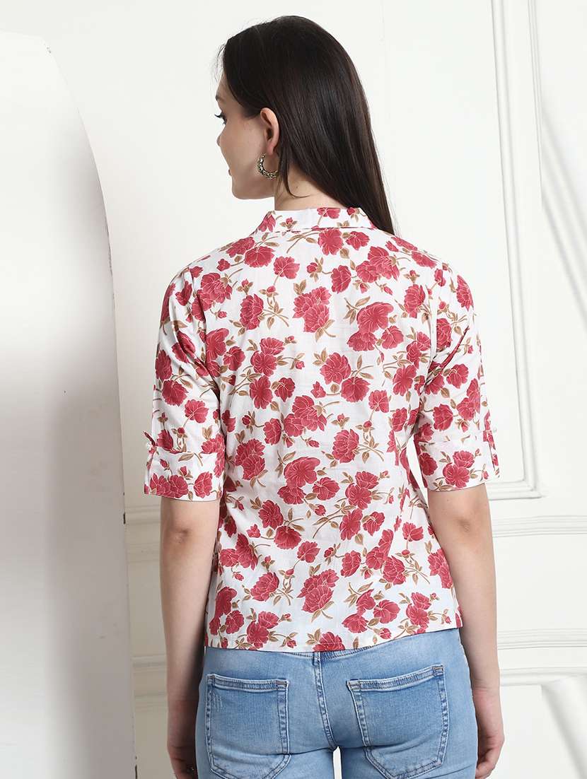 women floral printed short sleeve top - 21650564 -  Standard Image - 1