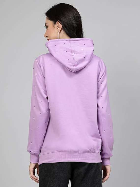 women long sleeve hooded sweatshirt crystal work - 21650567 -  Standard Image - 1