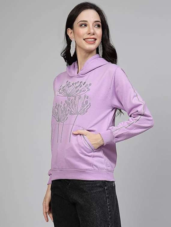 women long sleeves hoodies for women crystal work - 21650568 -  Standard Image - 1