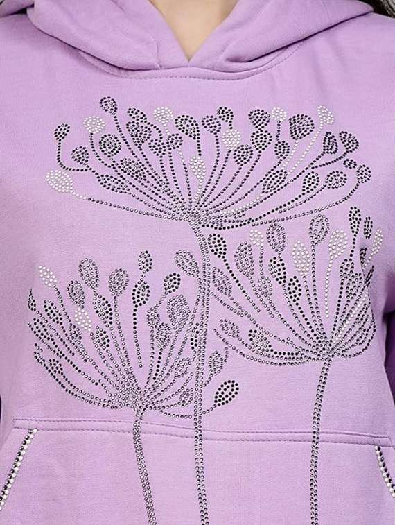 women long sleeves hoodies for women crystal work - 21650568 - Standard Image - 4